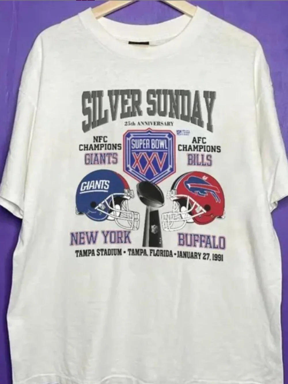 Vintage Style 90s Super Bowl XXV 1991 New York Giants vs Buffalo Bills shirt tee